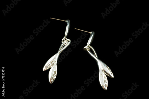 silver earrings with crystals