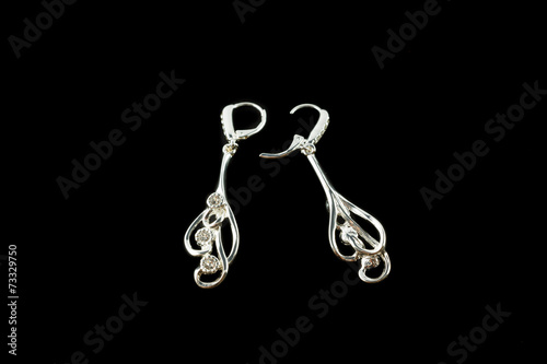 silver earrings with crystals