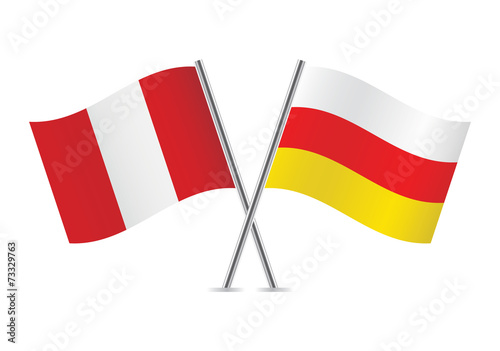 Free Download South Ossetia and Peruvian flags. Vector illustration. - GFXLoad