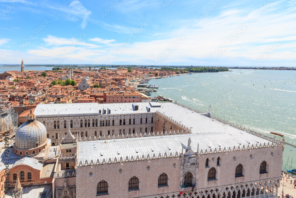 View over the ducal palace and the east of Venice