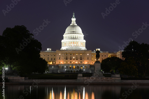 United States Capitol Building at night in Washington DC