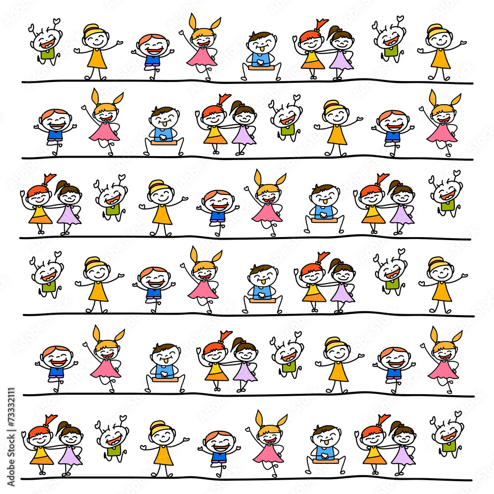 hand drawing cartoon abstract happy kids hand drawing cartoon abstract happy kids