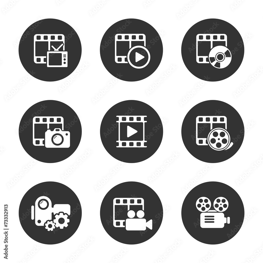 Media icon pack on black background. Vector Media icon pack on black background. Vector