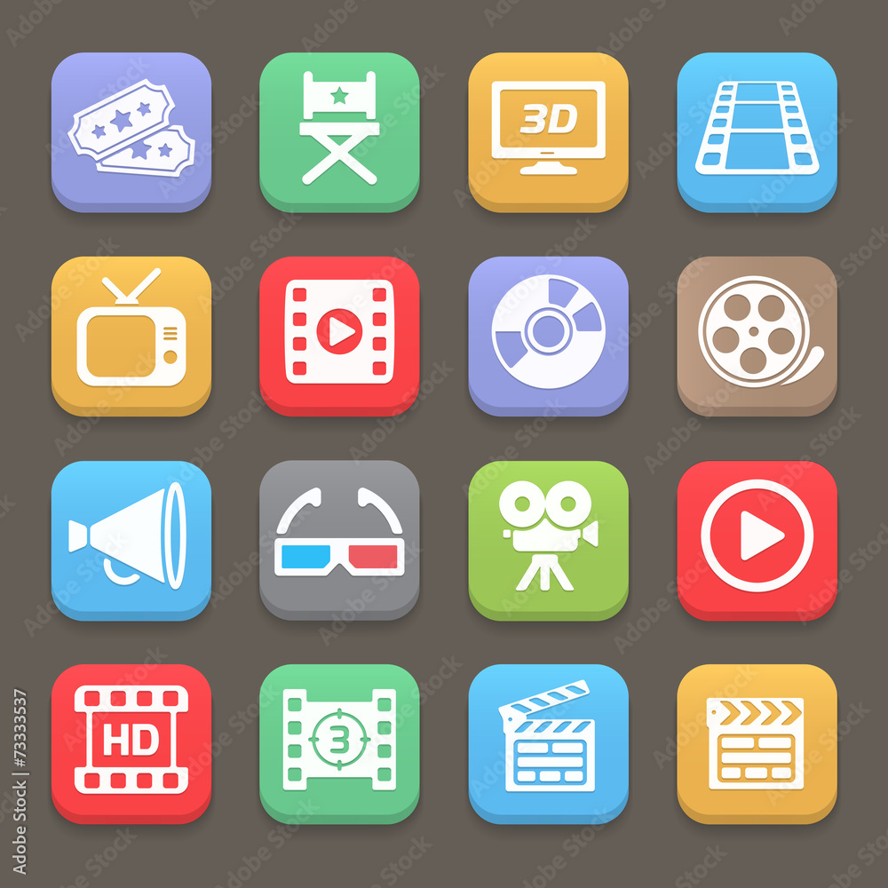 Cinema and movie icons for web or mobile. Vector Cinema and movie icons for web or mobile. Vector