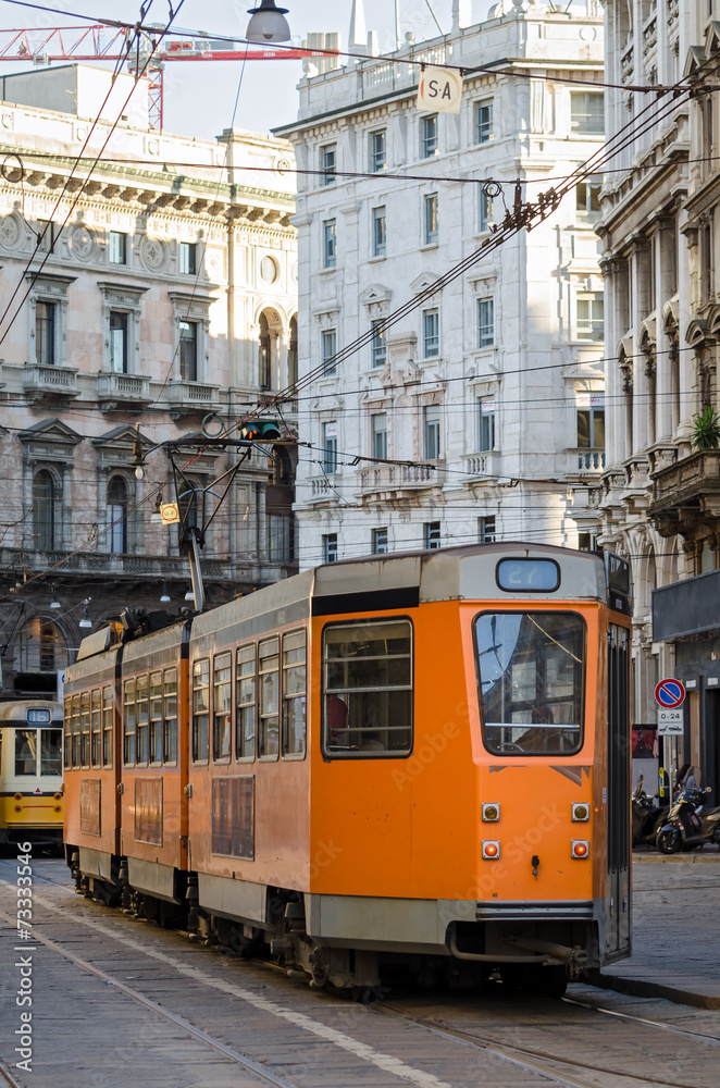 Milan (Milano), old historic orange tram