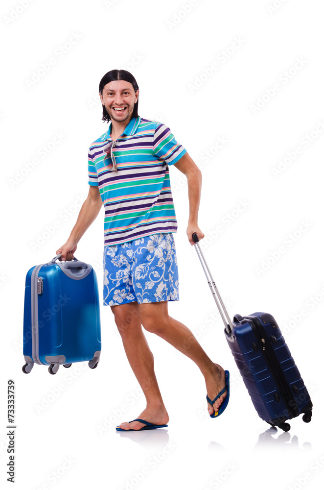 Man travelling with suitcases isolated on white Man travelling with suitcases isolated on white