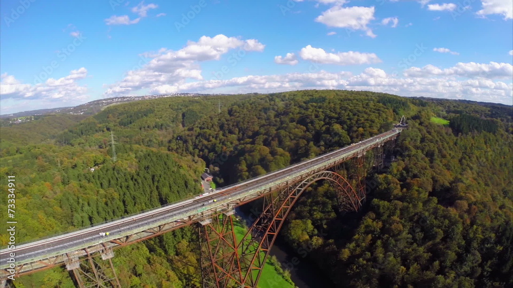 High railroad bridge in Germany Solingen, aerial shot, sunny High railroad bridge in Germany Solingen, aerial shot, sunny