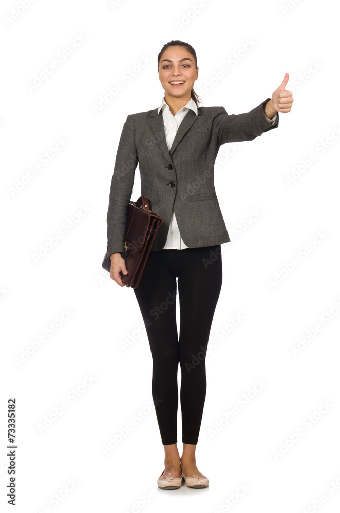 Businesswoman in business concept isolated on white