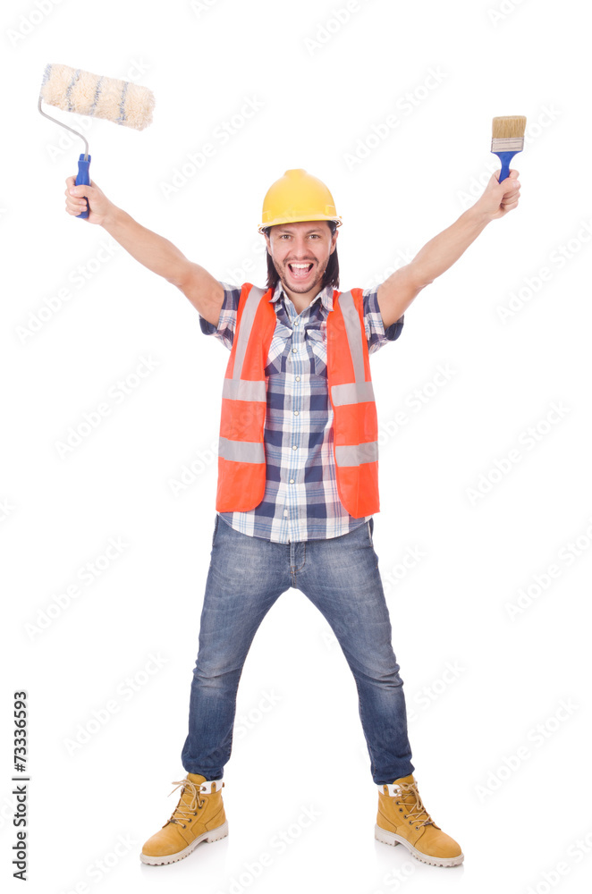 Funny painter isolated on white Funny painter isolated on white