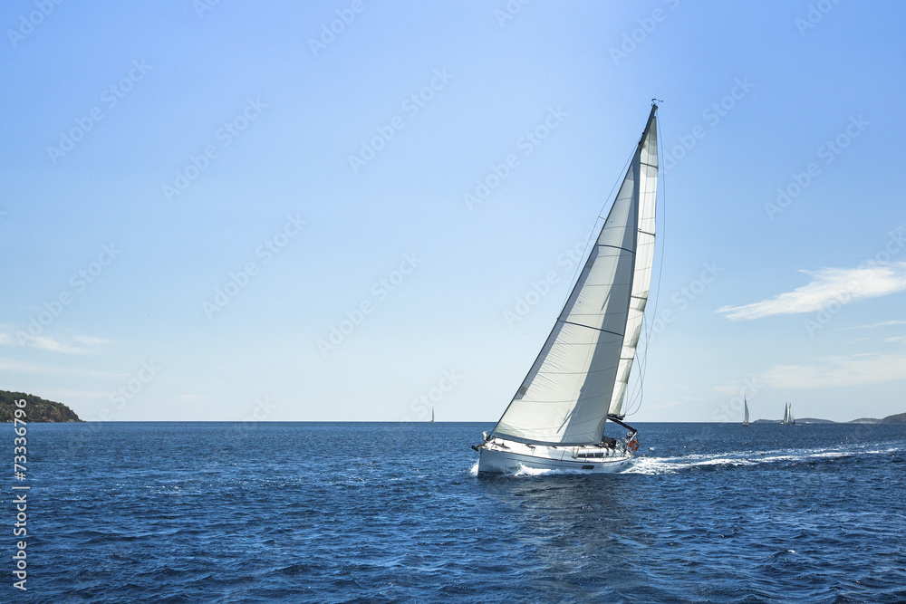 Sailing. Boat in sailing regatta. Luxury yachts.