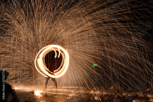 Steel wool circle burning