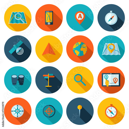 Navigation icon flat set