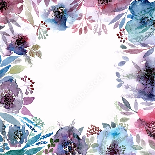 Floral background. Birthday card. Floral decorative frame.