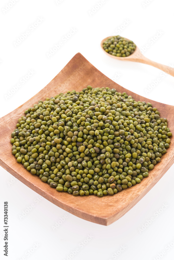 Green mung beans isolated on white background Green mung beans isolated on white background