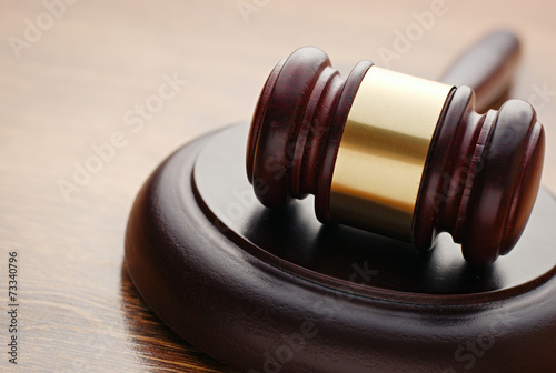Judges wooden gavel in a courtroom