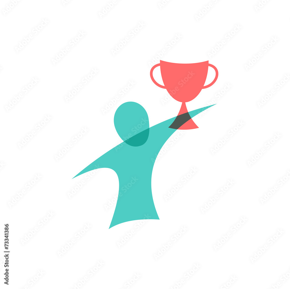 Obraz premium Winner with the cup icon. Logo design.