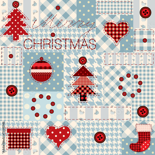 Christmas background in patchwork style.