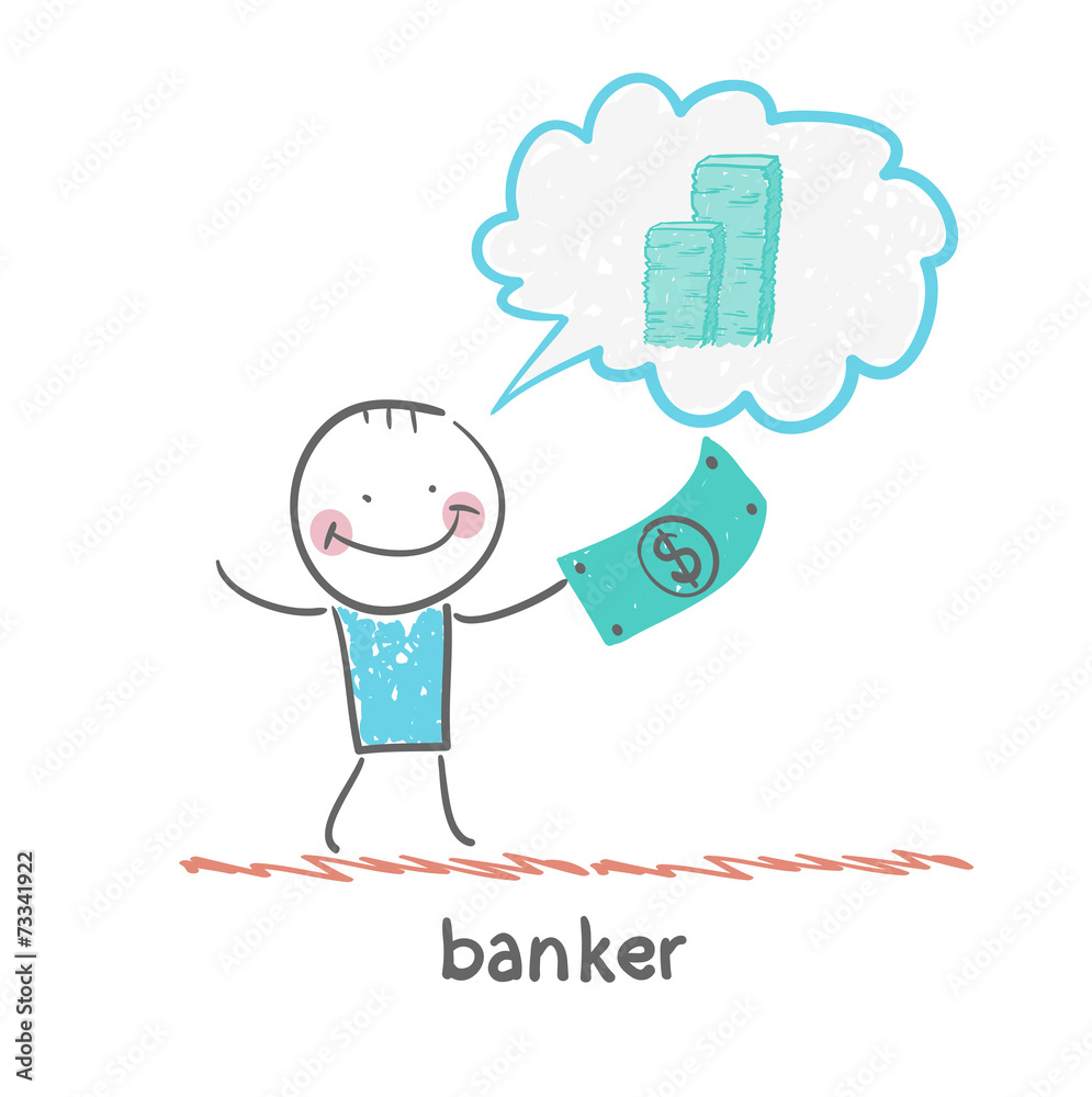 banker with the dollar thinks about money banker with the dollar thinks about money