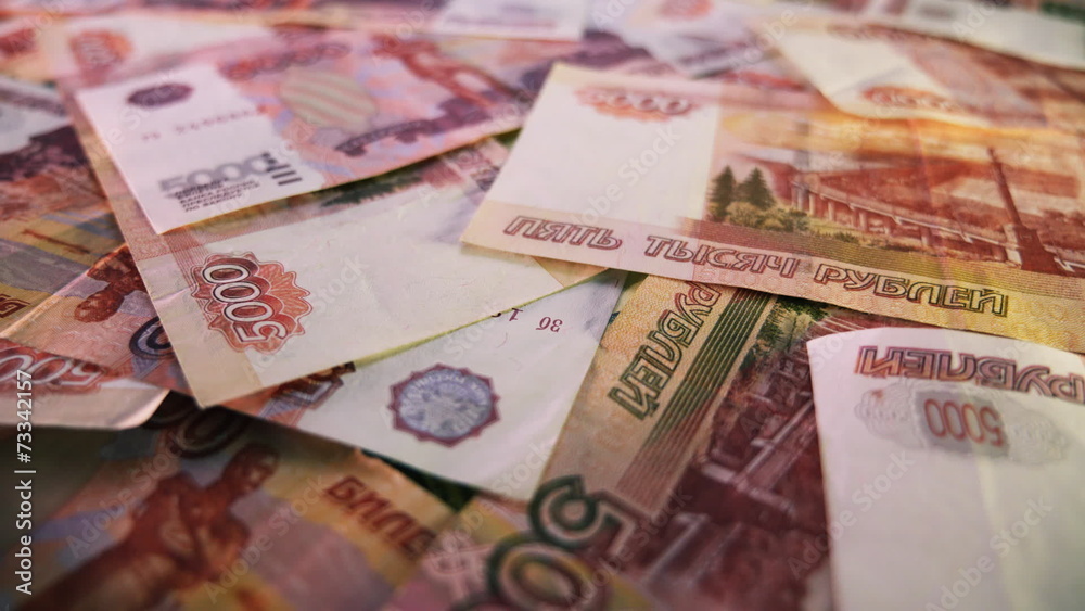 Russian ruble. Dignity 5000 rubles banknotes Russian ruble. Dignity 5000 rubles banknotes