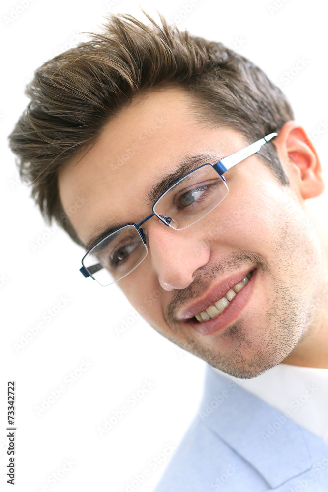 Portrait of young man wearing eyeglasses, isolated Portrait of young man wearing eyeglasses, isolated
