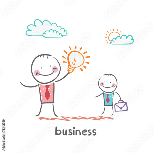 businessman showing idea of a subordinate