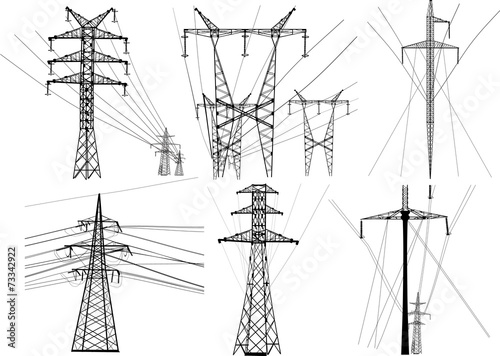 Canvas Print set of isolated electric pylons with wares
