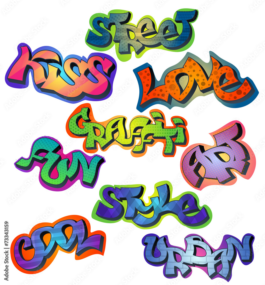 Graffiti words set