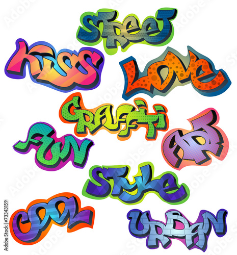 Graffiti words set