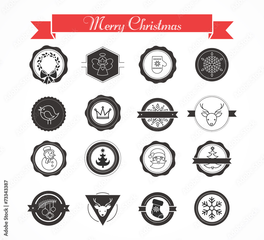 Obraz premium Set of labels, designs and elements for Christmas