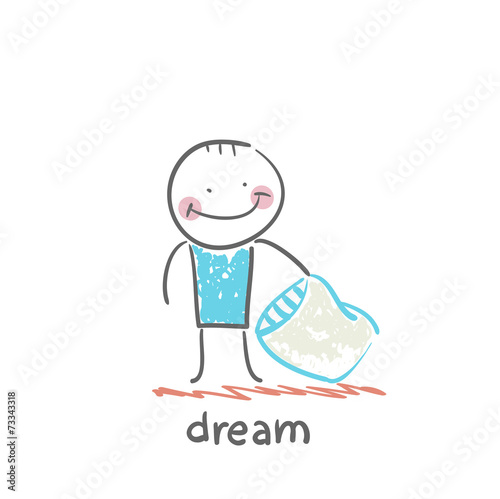 a man with a pillow after sleeping