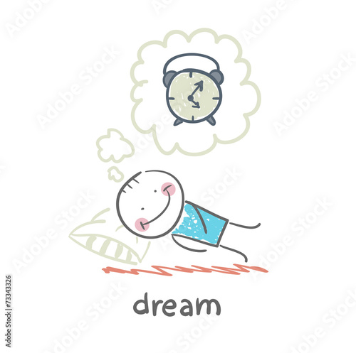 man dreams to the clock