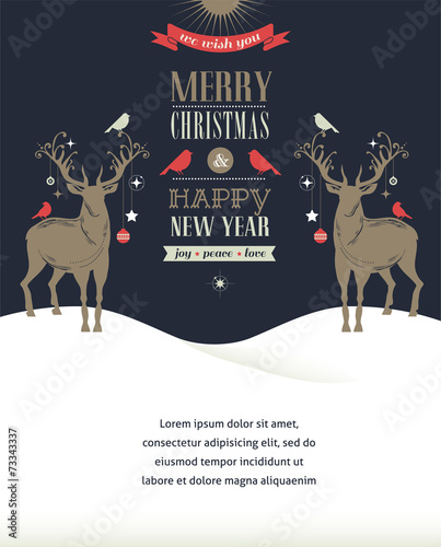 Christmas greeting card, concept with deers