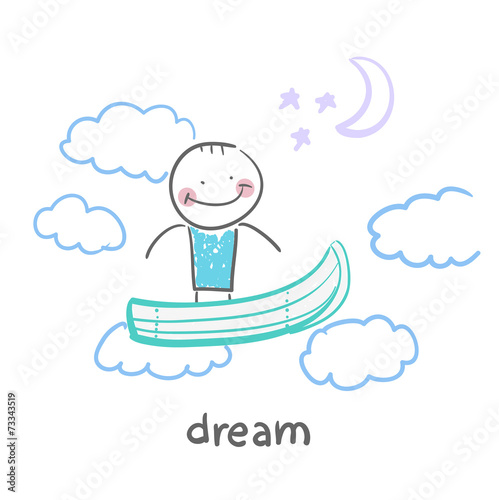 man flying in a dream boat