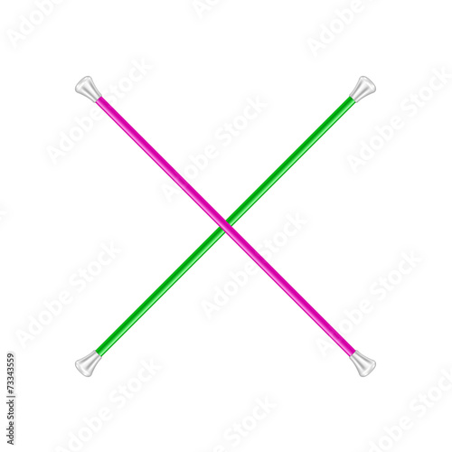 Two crossed twirling batons