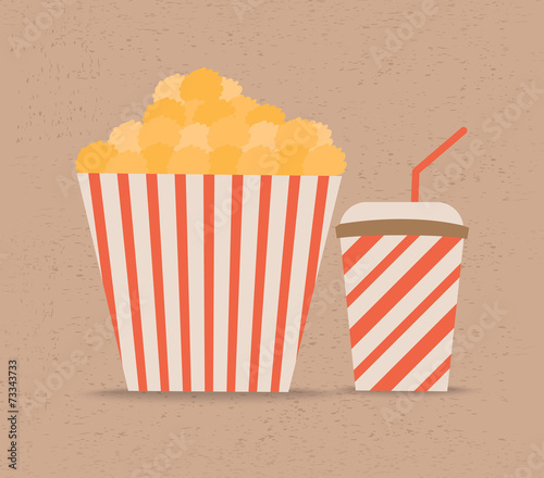 Popcorn and soda with straw