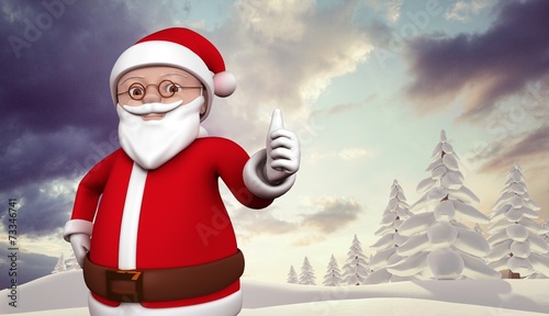 Composite image of cute cartoon santa claus