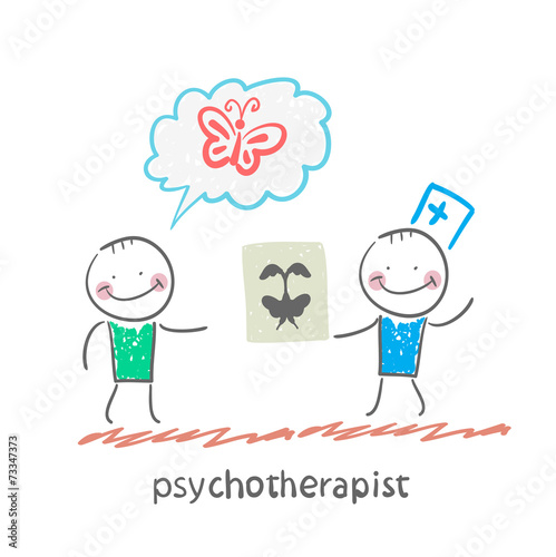 psychotherapist  shows the patient image test