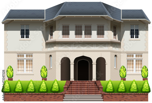 A big house with plants
