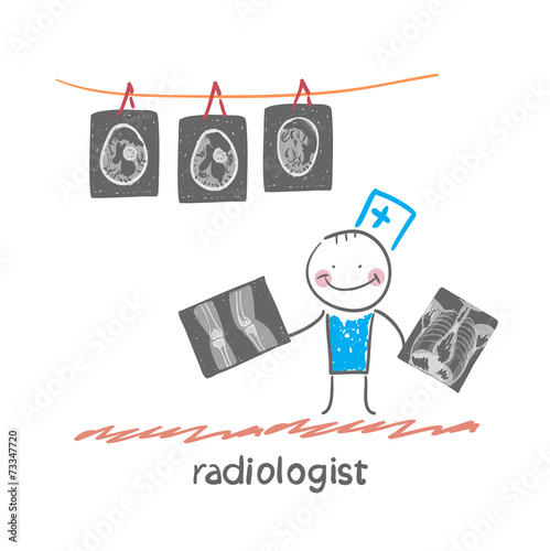 Radiologist with X-ray images