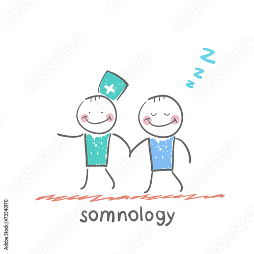 somnology  with a patient who has fallen asleep