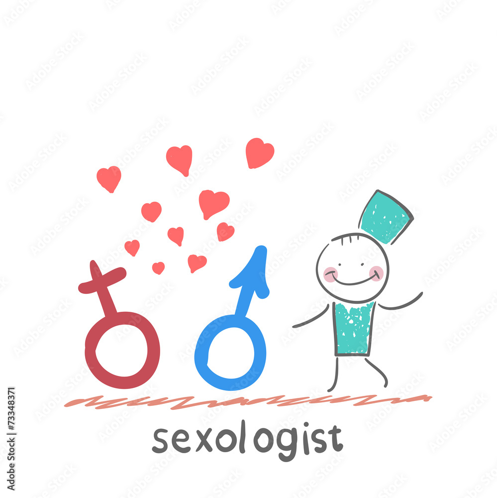 Sexologist holding signs, male and female Sexologist holding signs, male and female