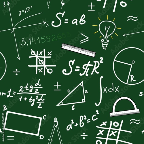Hand writing mathematics formula on seamless blackboard