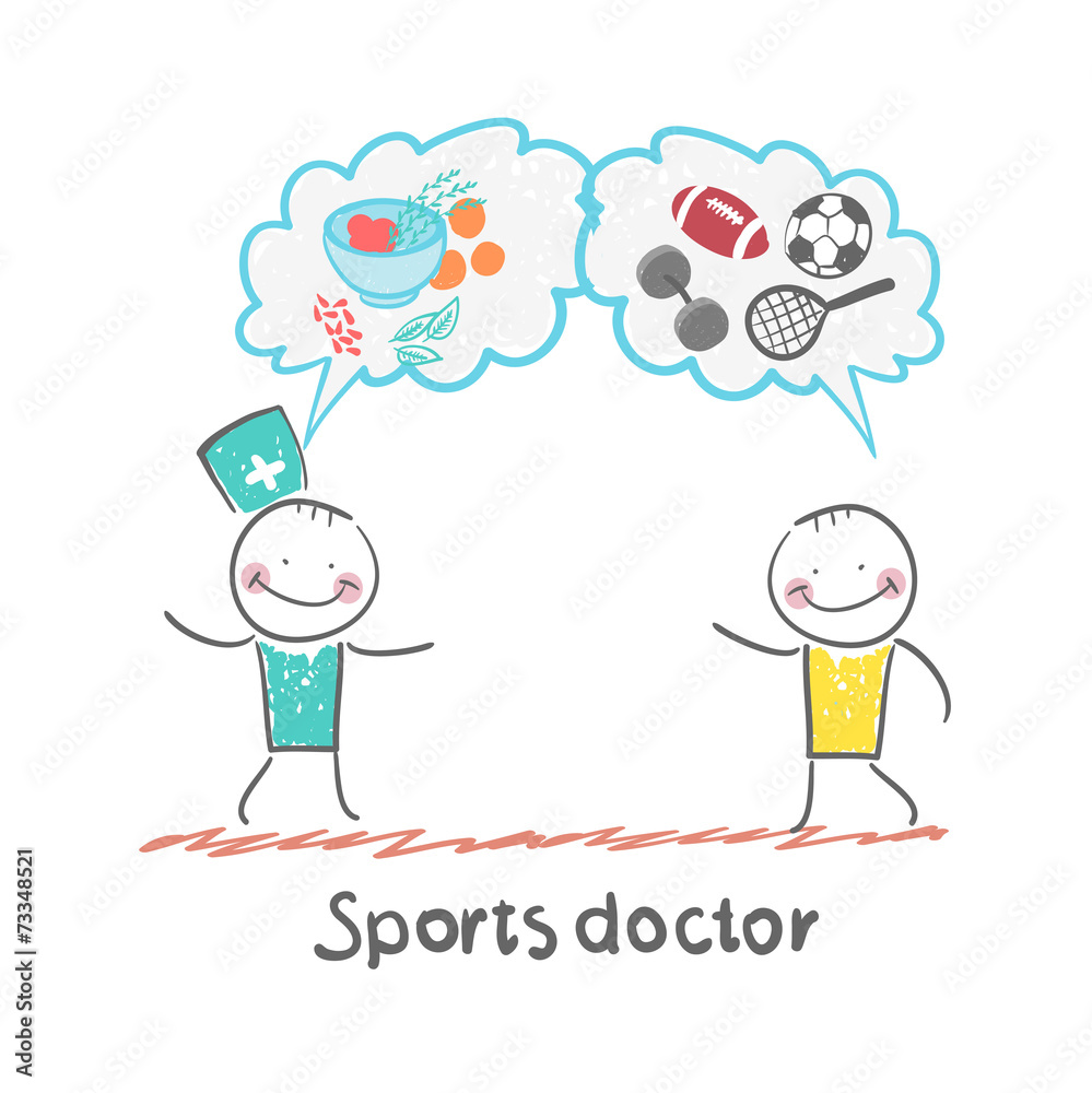 Sports doctor speaks to man of sport and healthy food Sports doctor speaks to man of sport and healthy food