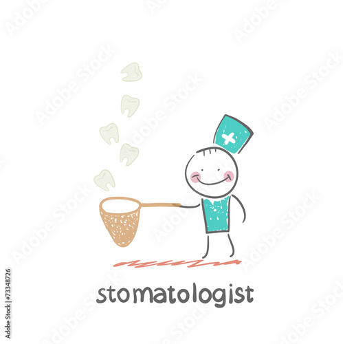 stomatologist teeth catches a butterfly net