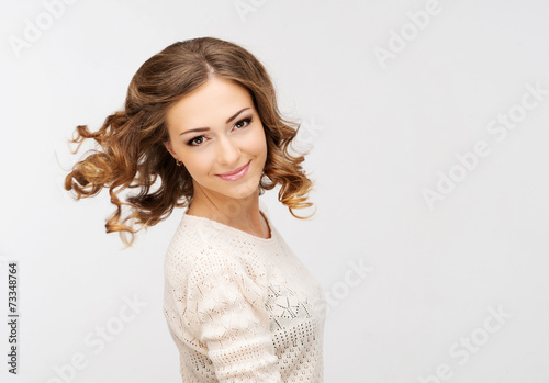beautiful girl on a white background