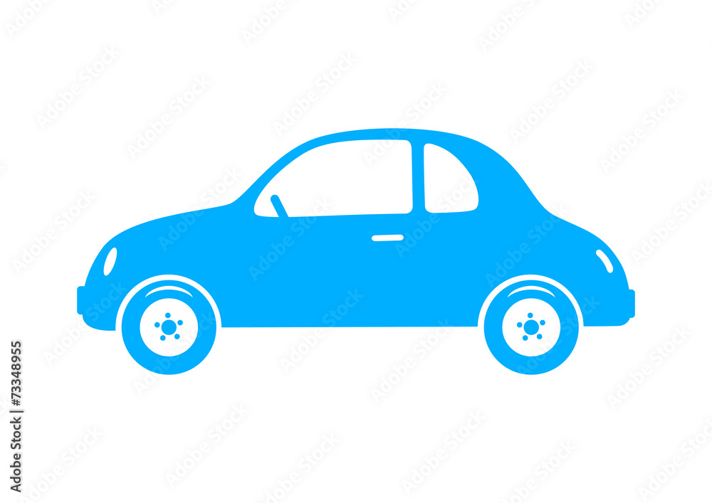 Blue car icon on white background