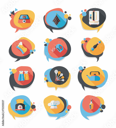 Kitchenware badge flat banner design background set, eps10