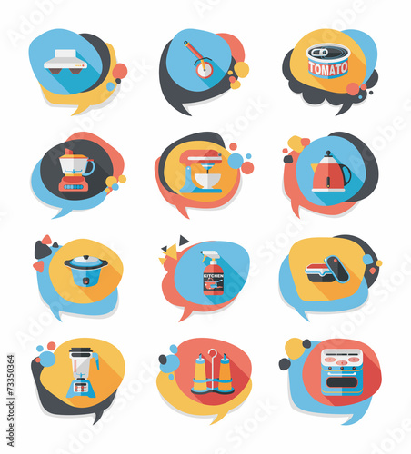 Kitchenware badge flat banner design background set, eps10
