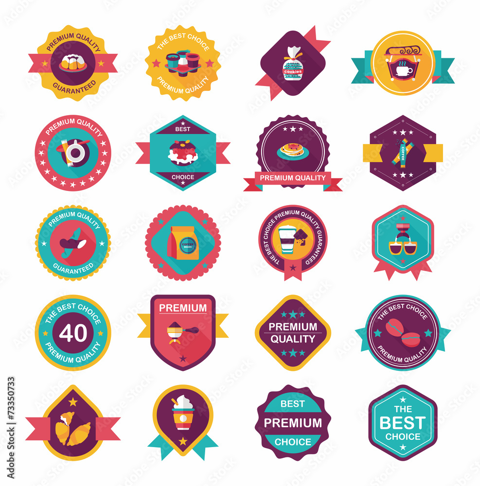 coffee badge design flat background set, eps10