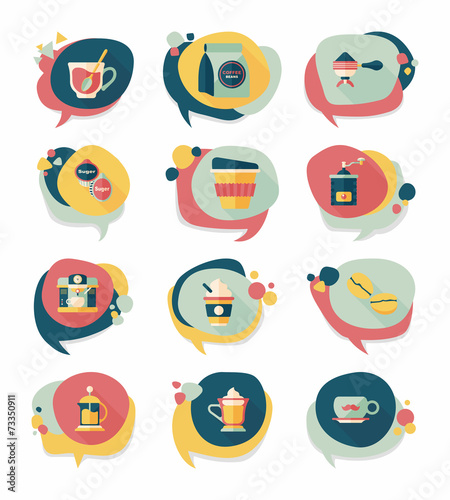 Coffee bubble speech flat banner design flat background set, eps